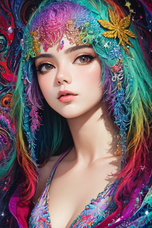 (masterpiece, top quality, best quality, official art, beautiful and aesthetic:1.2), (1girl), extreme detailed,(fractal art:1.3),colorful,highest detailed, 8k, realistic, innocent_face, marijuana, hd_quality