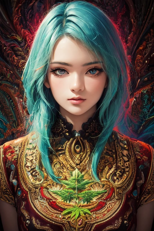 (masterpiece, top quality, best quality, official art, beautiful and aesthetic:1.2), (1girl), extreme detailed,(fractal art:1.3),colorful,highest detailed, 8k, realistic, innocent_face, marijuana, cannabis, ganja, hemp, weed, hd_quality