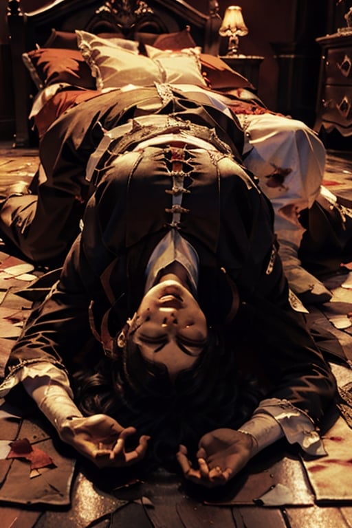  Lord Dracula is wounded and asleep on the floor.