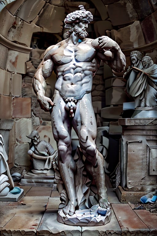 A statue of  zeus .,man,stone_statue,modelshoot style