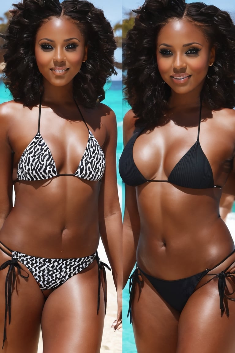 A black woman in g-string bikini