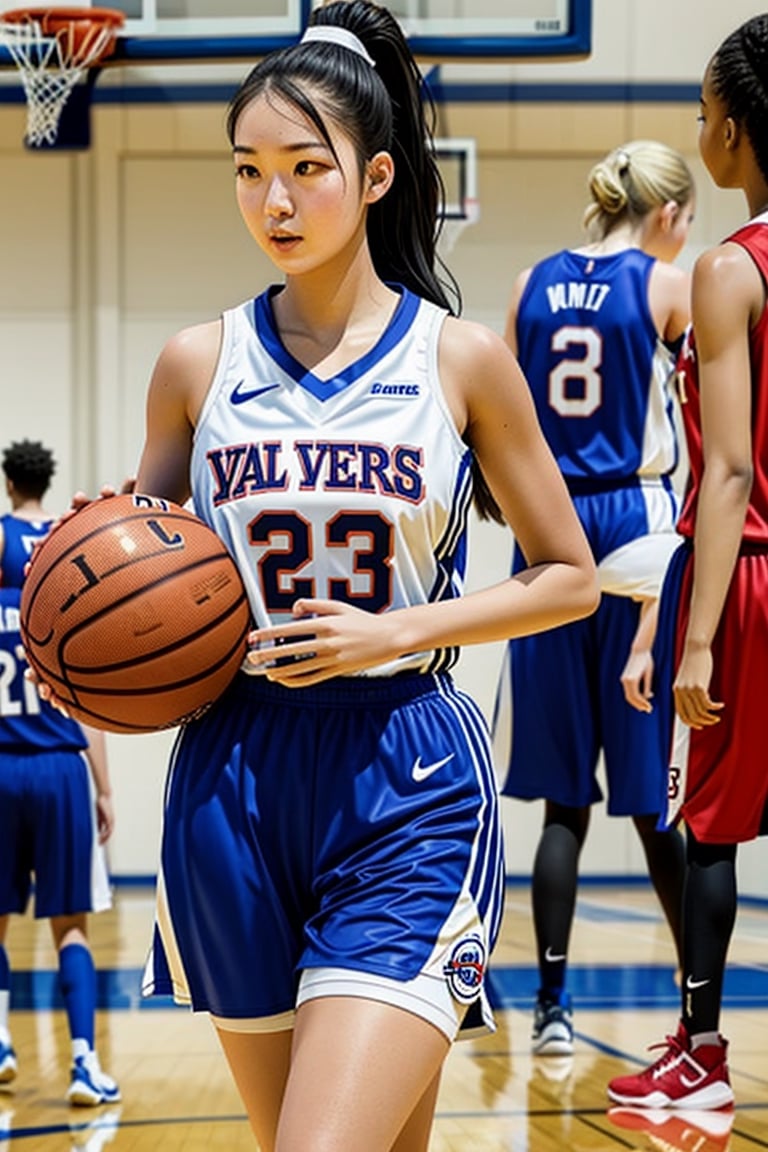 A Basketball Woman player. Standing pose.