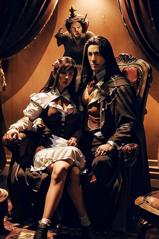  Lord Dracula is sitting at his throne seat with his Lady.