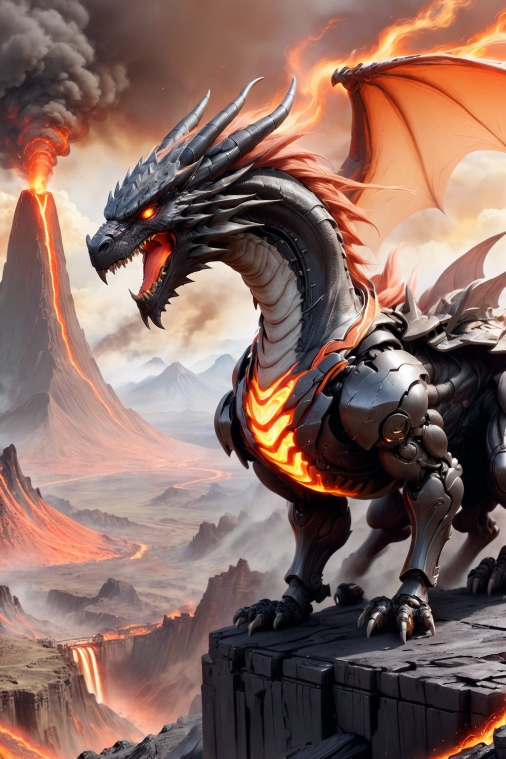 (("Fantasy" "Dragon" "Fire-breathing" "Artistic" "Dragon-inspired" "Volcanic landscape backdrop" "Digital illustration"))
Camera Shot: Panoramic
Camera Lens: Wide-angle
Create an artistic interpretation of a fire-breathing dragon in a fantasy setting with a volcanic landscape backdrop, inspired by the concept of dragons.

,fantasy00d,mecha,fire element,bailing_eastern dragon,cyborg style