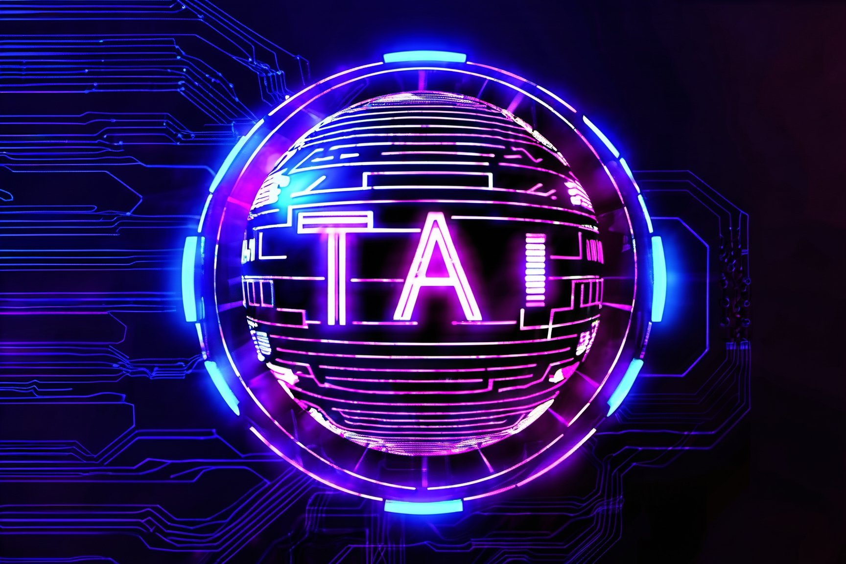 (((TA TEXT))), ((TA Artificial intelligence)), Neon technology background, chip, neon technology sphere, technology concepts, intelligence concepts HD wallpaper