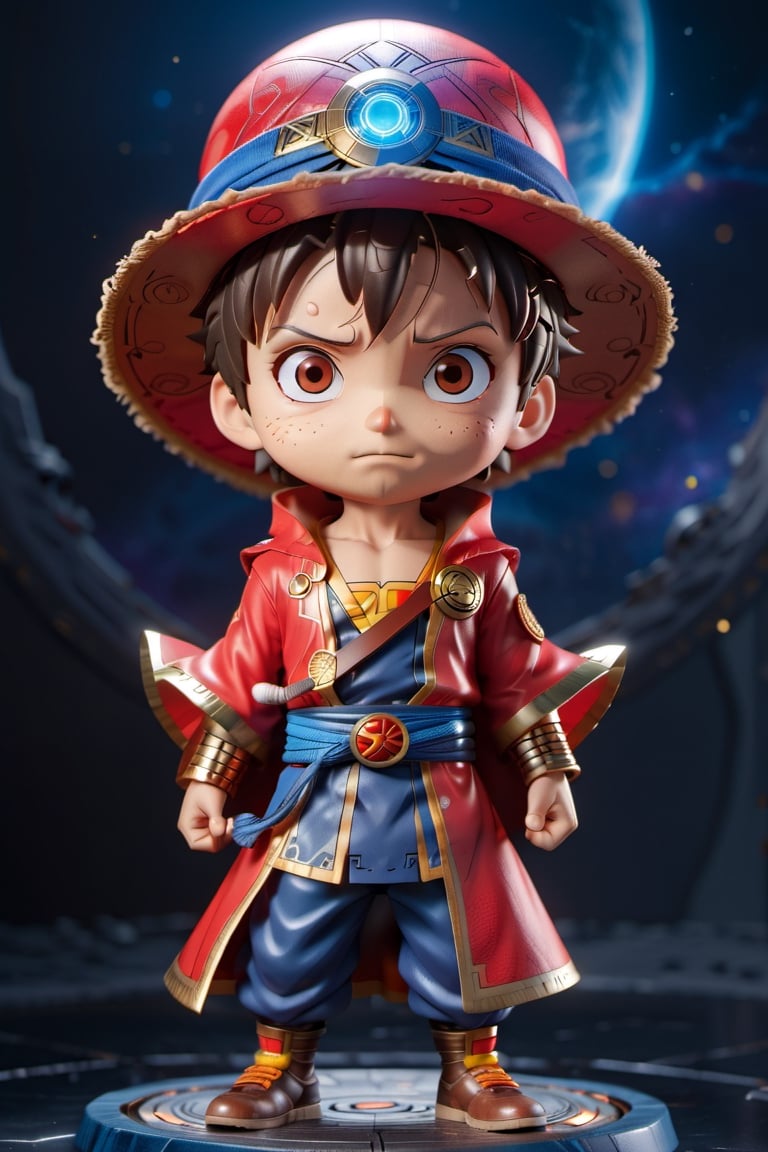 Highly detailed 3D models of luffy in a Doctor Strange suit, brown-hair, tiny, tiny, chibi style, whole body, Sharp focus, 8K wallpaper, Masterpiece,chibi,Chibi Style