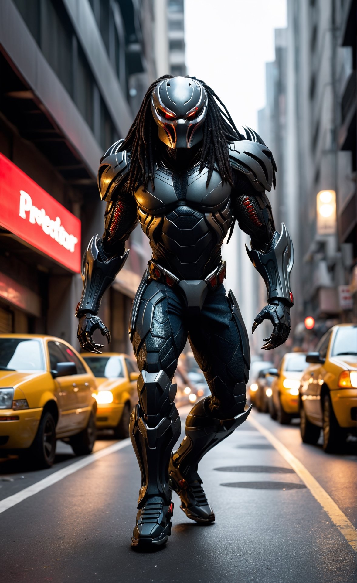 Despite the chaotic energy of the city surrounding it, the predator navigates the labyrinthine streets with ease, its senses honed to a razor-sharp edge as it tracks its prey through the urban sprawl. With each silent step, it blends effortlessly into the throngs of pedestrians, its presence unnoticed amidst the hustle and bustle of city life.