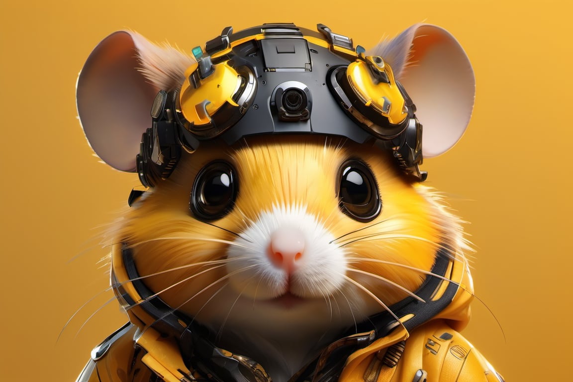 a beautiful portrait of a cute cyberpunk hamster 
by sandra chevrier and greg rutkowski and wlop, 
orange and yellow color scheme, 
high key lighting, volumetric light, digital art, highly detailed, fine detail, intricate, ornate, complex, octane render, unreal engine, photorealistic , 3D