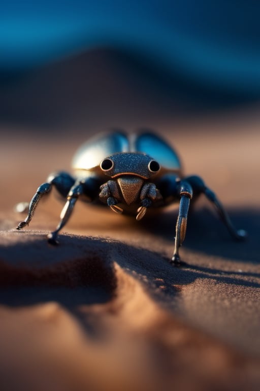 mechanic metal bug, silver screw heads, camera eye, delicate wings, metal proboscis, gold specs, driftwood, plain desert, shot from above, single dew drops, dark blue night sky, (masterpiece, best quality:1.4), (extremely detailed, 8k, uhd), cinematic shot, natural lighting, ultra highres, vibrant rich colors, (beautiful, aesthetic, perfect, delicate, complex:1.2), (sharp focus:1.3), flowing petals, intricate details, (depth of field, bokeh), award winning photography, detailed background, volumetric fx, photorealism, hyper-detailed