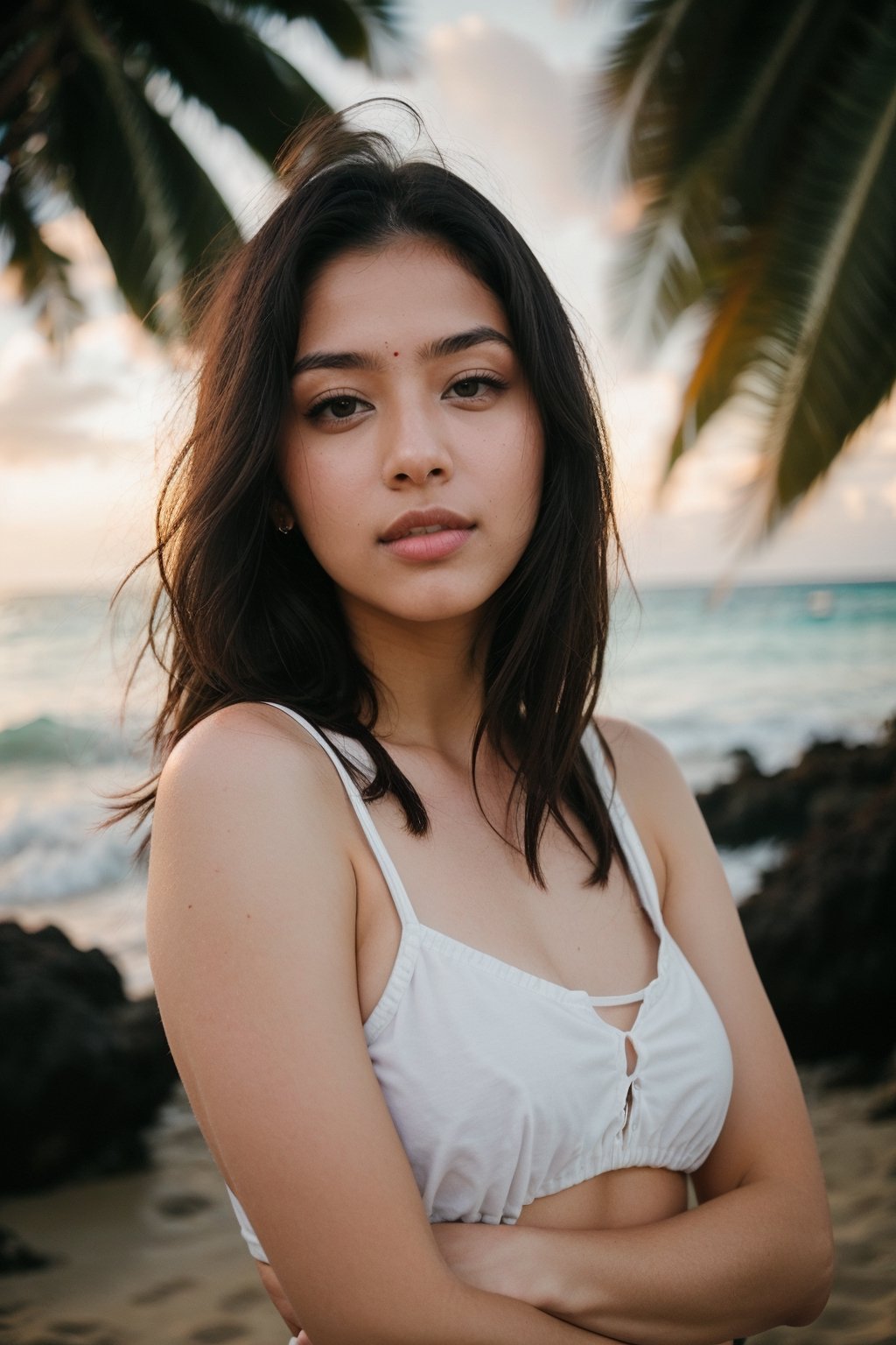 RAW photo, photo of girl called Tracy, instagram model(25yo), enjoying vacation in Hawaii, cool photography utilizing a 85mm lens for a cinematic feel,photorealistic