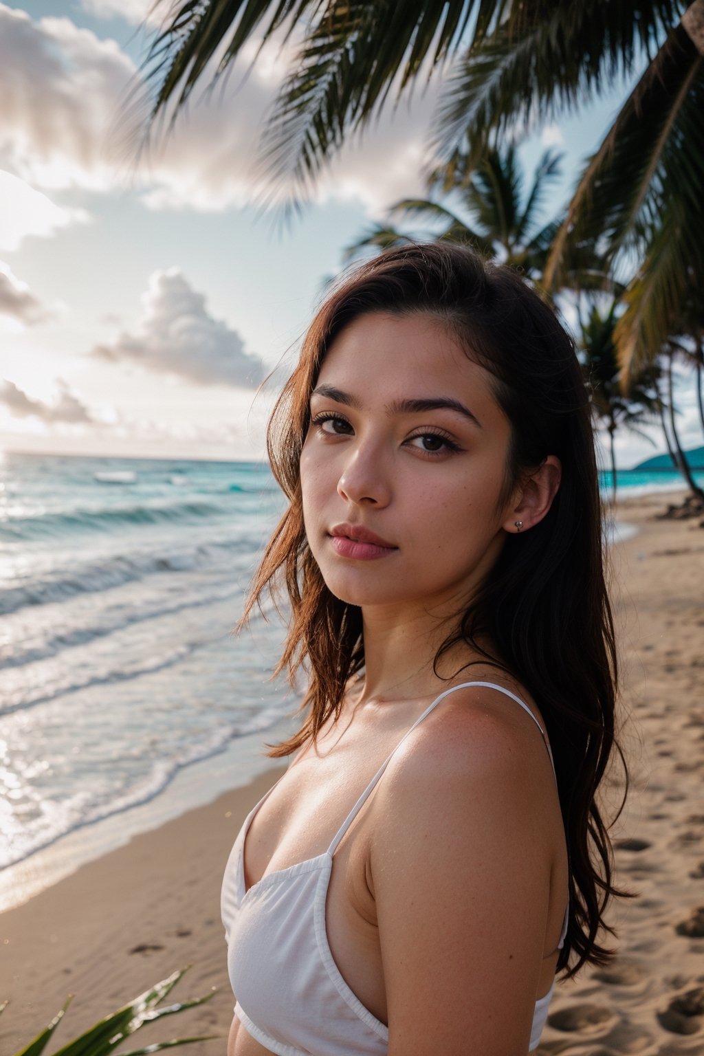 RAW photo, photo of girl called Tracy, instagram model(25yo), enjoying vacation in Hawaii, cool photography utilizing a 85mm lens for a cinematic feel,photorealistic