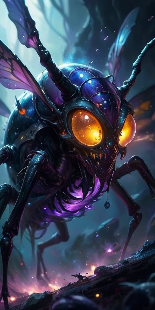 The Voidfiend Swarm A swarm of small, insect-like creatures skitters across the void. Their bodies are translucent, revealing pulsating organs within. Each creature has multiple sets of mandibles that click incessantly, emitting a chilling sound that reverberates through the vacuum of space.
