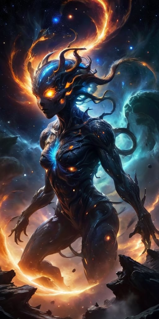 The Celestial Abomination Born from the remnants of a dying star, this cosmic horror defies comprehension. Its body is a swirling mass of stellar matter, constantly shifting and morphing. It radiates intense heat and radiation, incinerating anything that dares to come too close.
