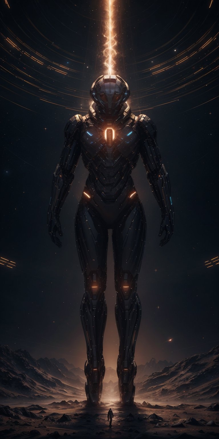 Shimmering tendrils of code dance around a holographic AI companion, its form coalescing from shimmering particles of light. It offers comfort and guidance to a lone human colonist on a distant planet, its soothing voice a beacon of hope in the vast emptiness of space.
 
