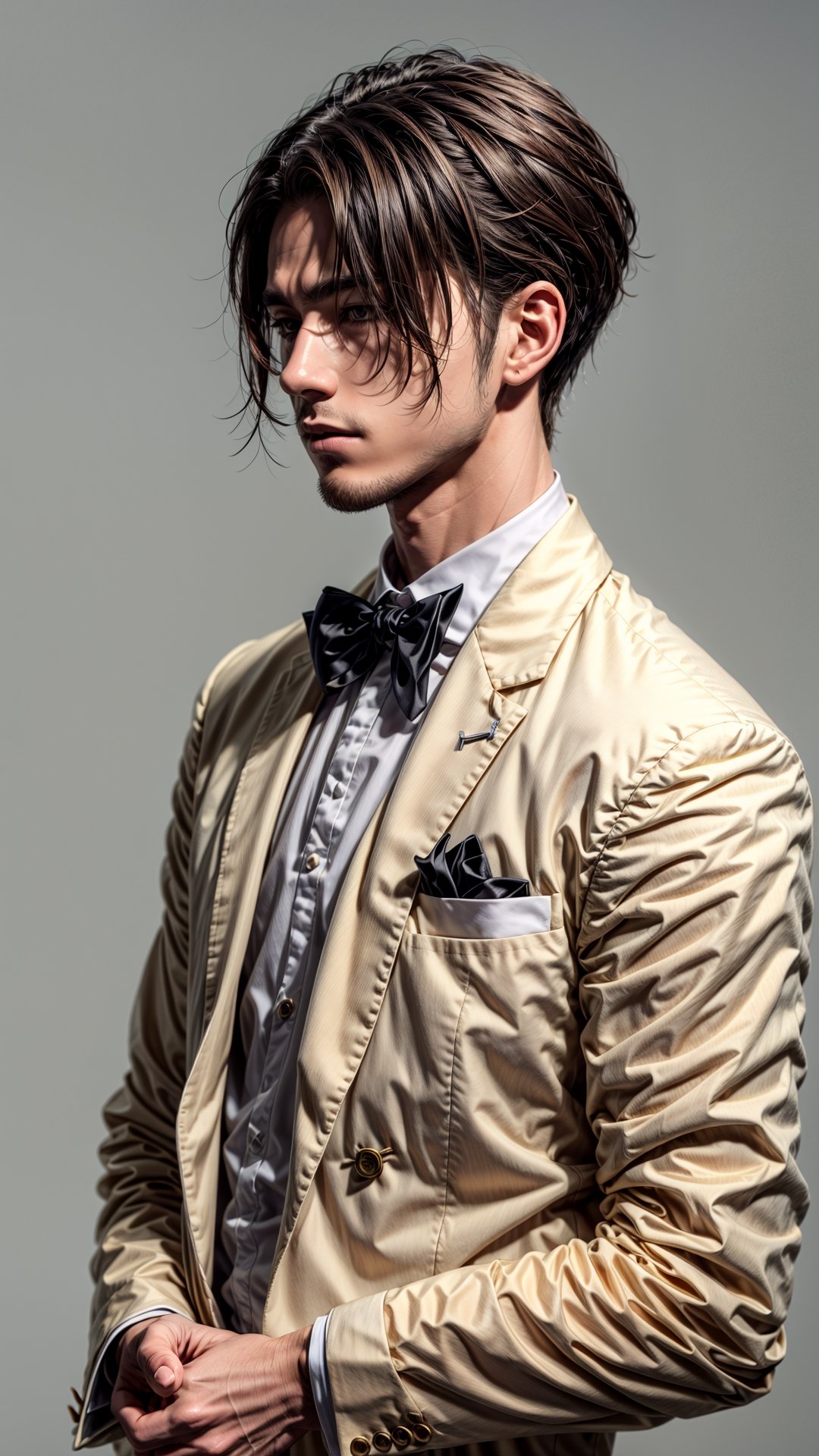 Male , (white formal shuit clothe), (simple hair style )