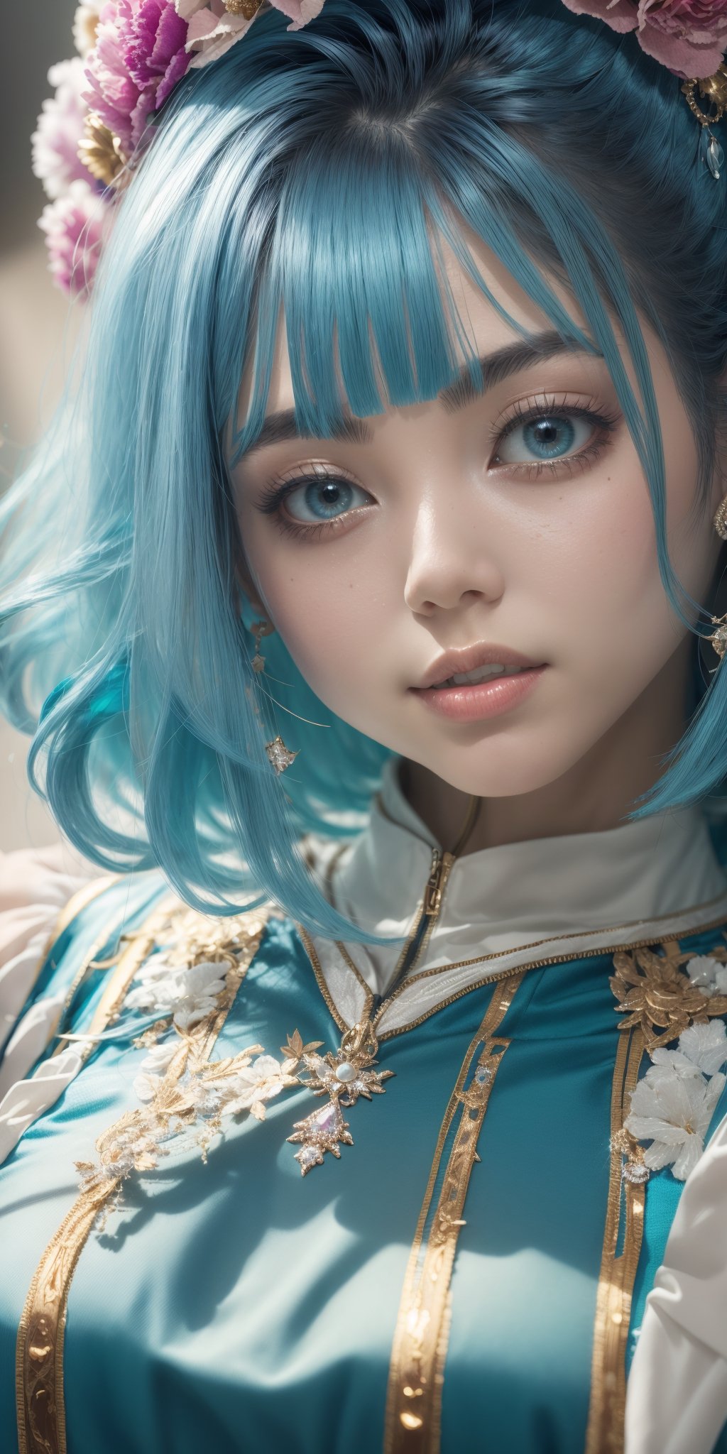 Women , cute, beauty,sexy,(cyan colours hair),More Detail