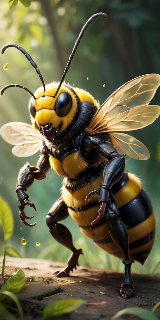 A creature that resembles a gigantic, mutated bee, with a stinger the size of a spear. It can shoot venomous spines from its tail and has a hive mind, allowing it to coordinate attacks with its swarm.
