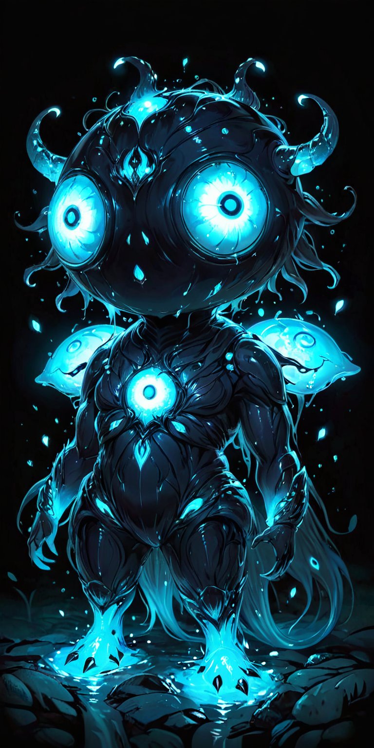 A creature with a body covered in bioluminescent markings that glow in the dark. It has a large, bulbous head with multiple eyes that can see in all directions, and it communicates with a series of clicks and whistles.
