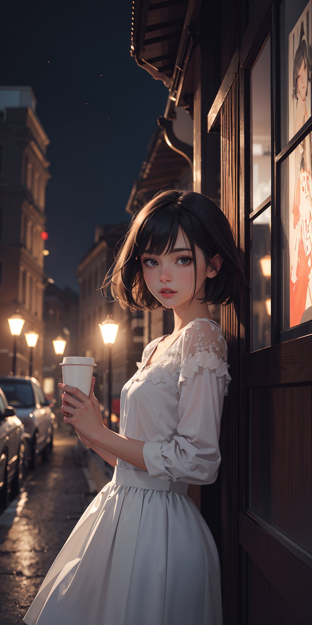 1girl,outdoors,at night,extremely detailed background structure,octane render,8k,best quality,masterpiece,illustration,an extremely delicate and beautiful,extremely detailed,CG,unity,wallpaper,realistic,photo-realistic,Amazing,finely detail,masterpiece,best quality,official art,extremely detailed CG unity 8k wallpaper,absurdres,incredibly absurdres,by WLOP,