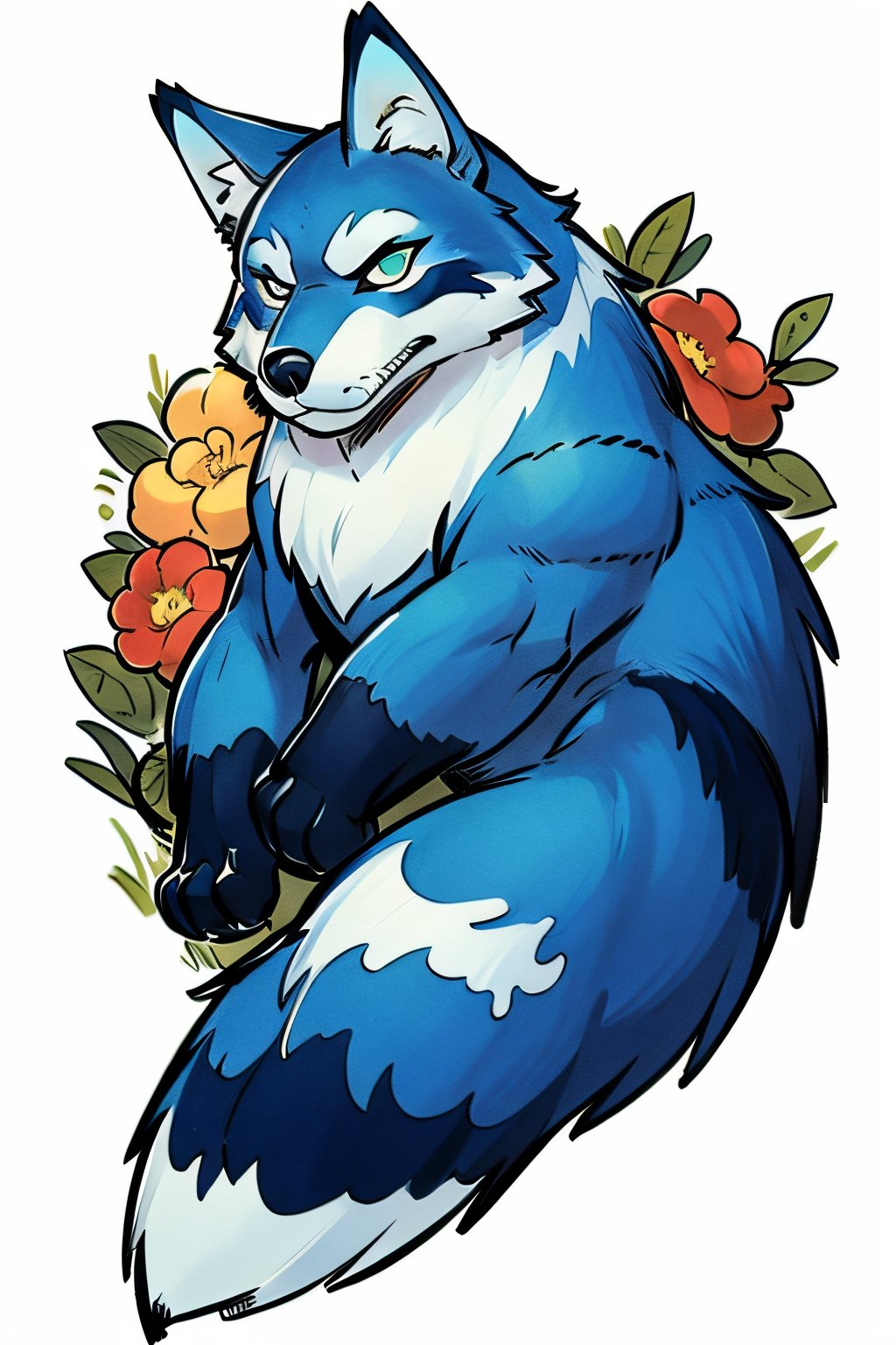 (masterpiece:1.5), (best quality:1.5), cute blue fox, animal, inksketch, Comic Art Style