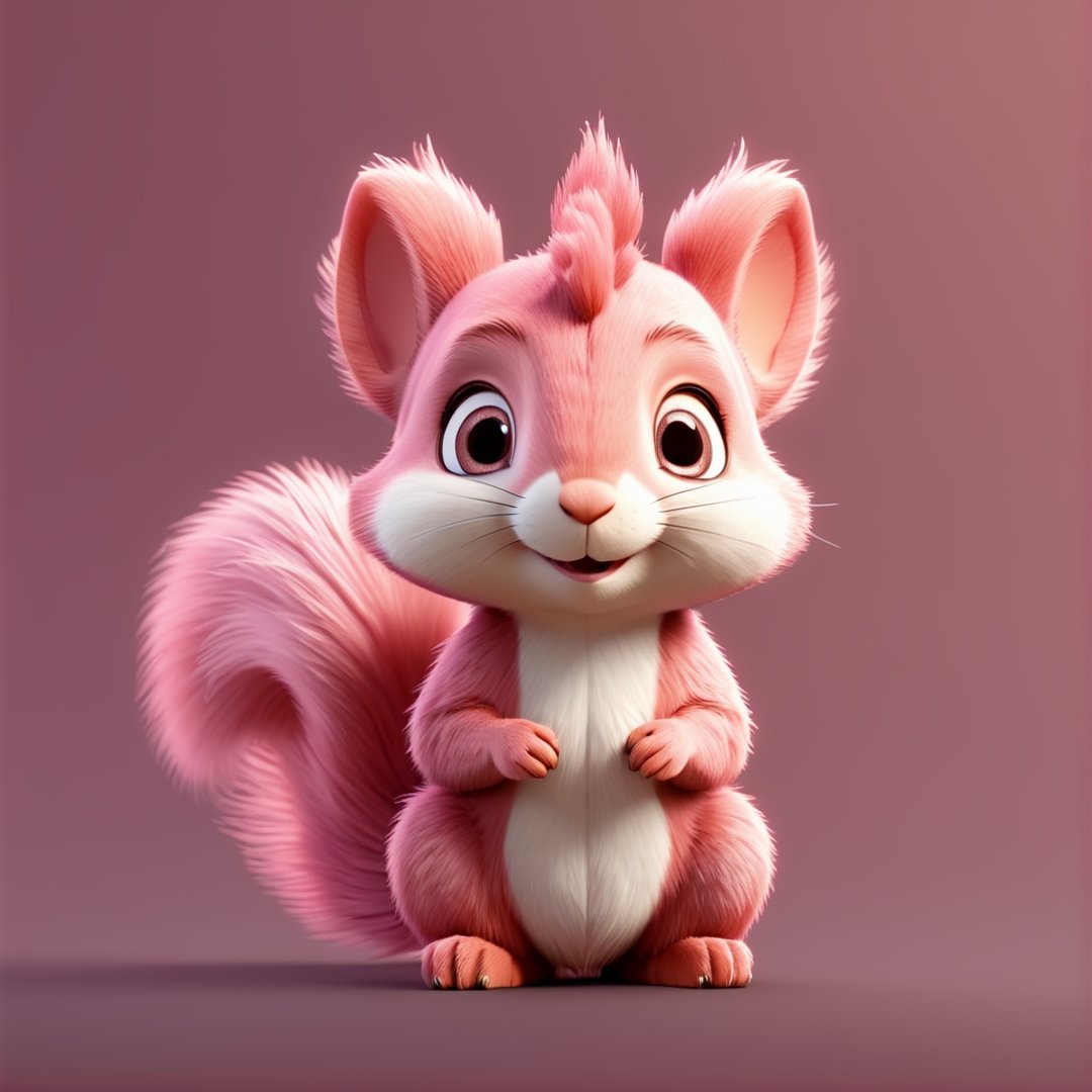 (full body) cute pink squirrel, sharp eyes, extremely detailed, intricate details, muted color scheme, subtle gradients, photorealistic, 8k, 3d style,gabumon