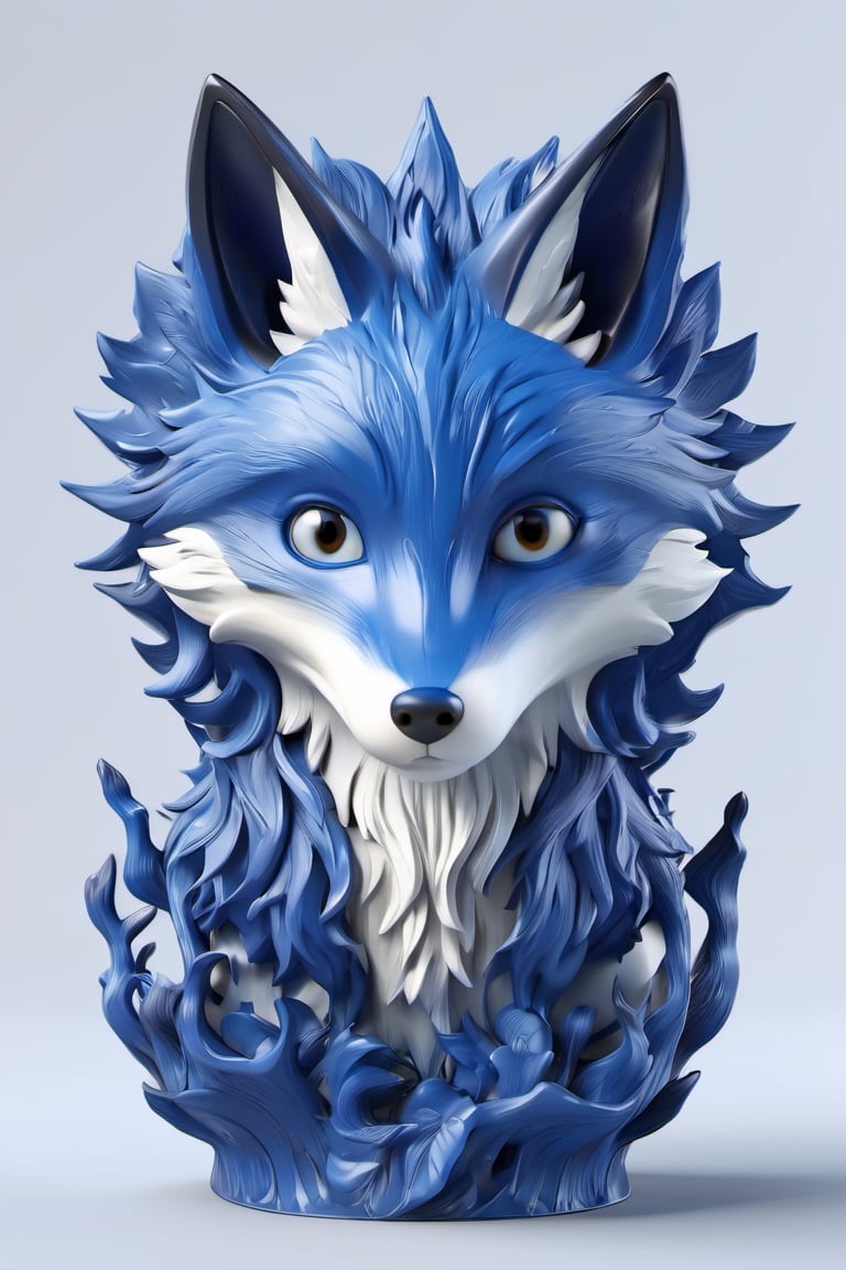 3D style,(masterpiece, best_quality, ultra-detailed:1.3), epic, illustration, welcoming, 3d render, blue fox, hell