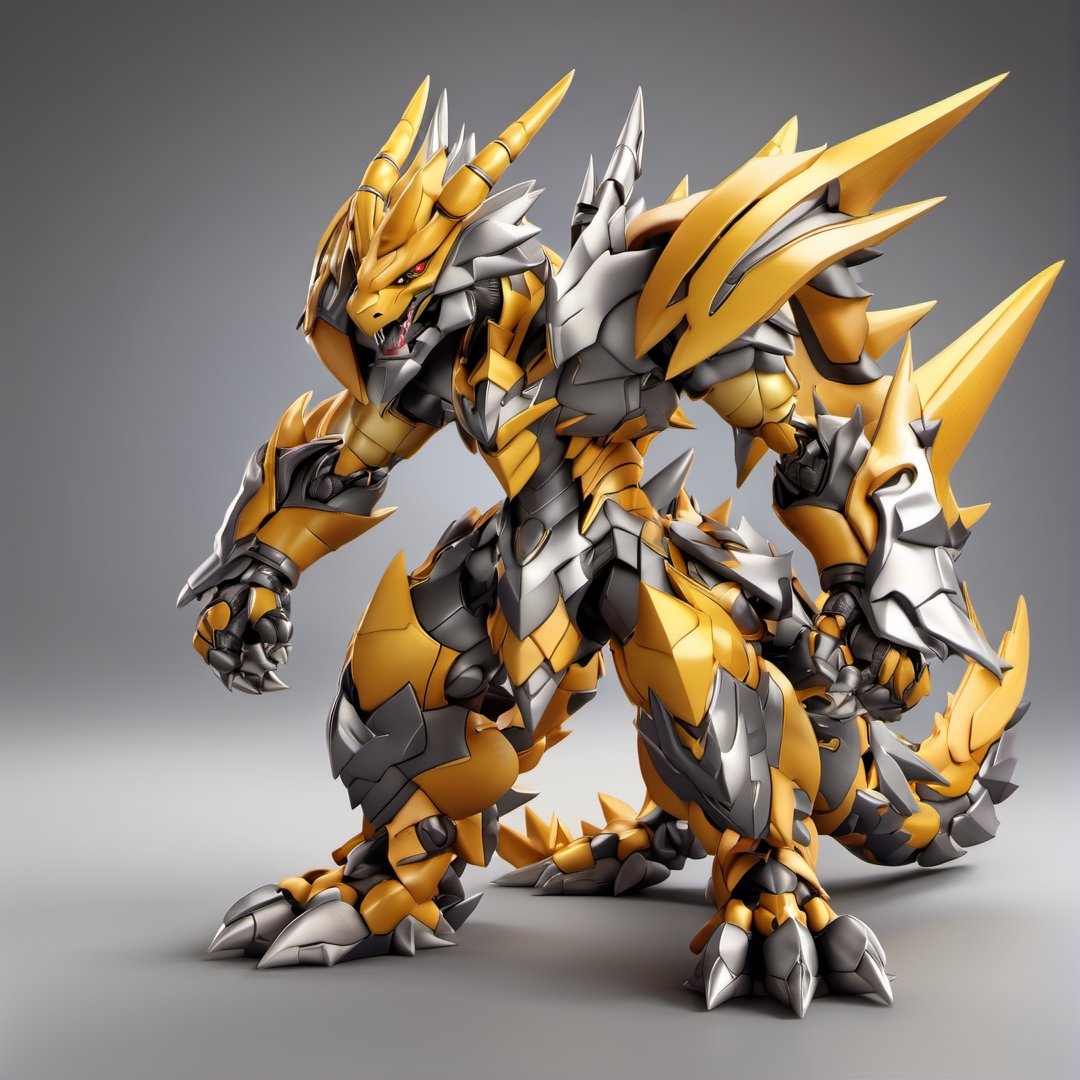 (full body) Wargreymon, sharp eyes, extremely detailed, intricate details, muted color scheme, subtle gradients, photorealistic, 8k, 3d style