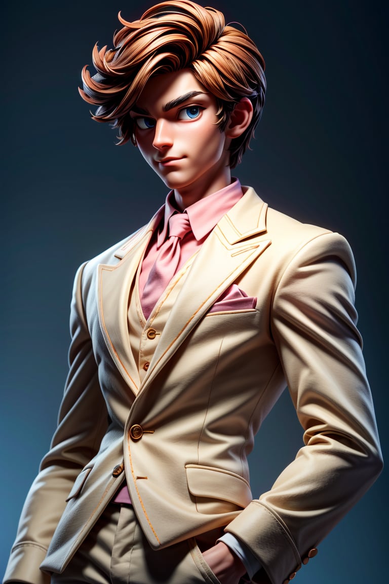 (masterpiece:1.4, best quality), (intricate details), unity 8k wallpaper, ultra detailed, (pastel colors:1.3), beautiful and aesthetic, 1boy, suit, detailed, solo