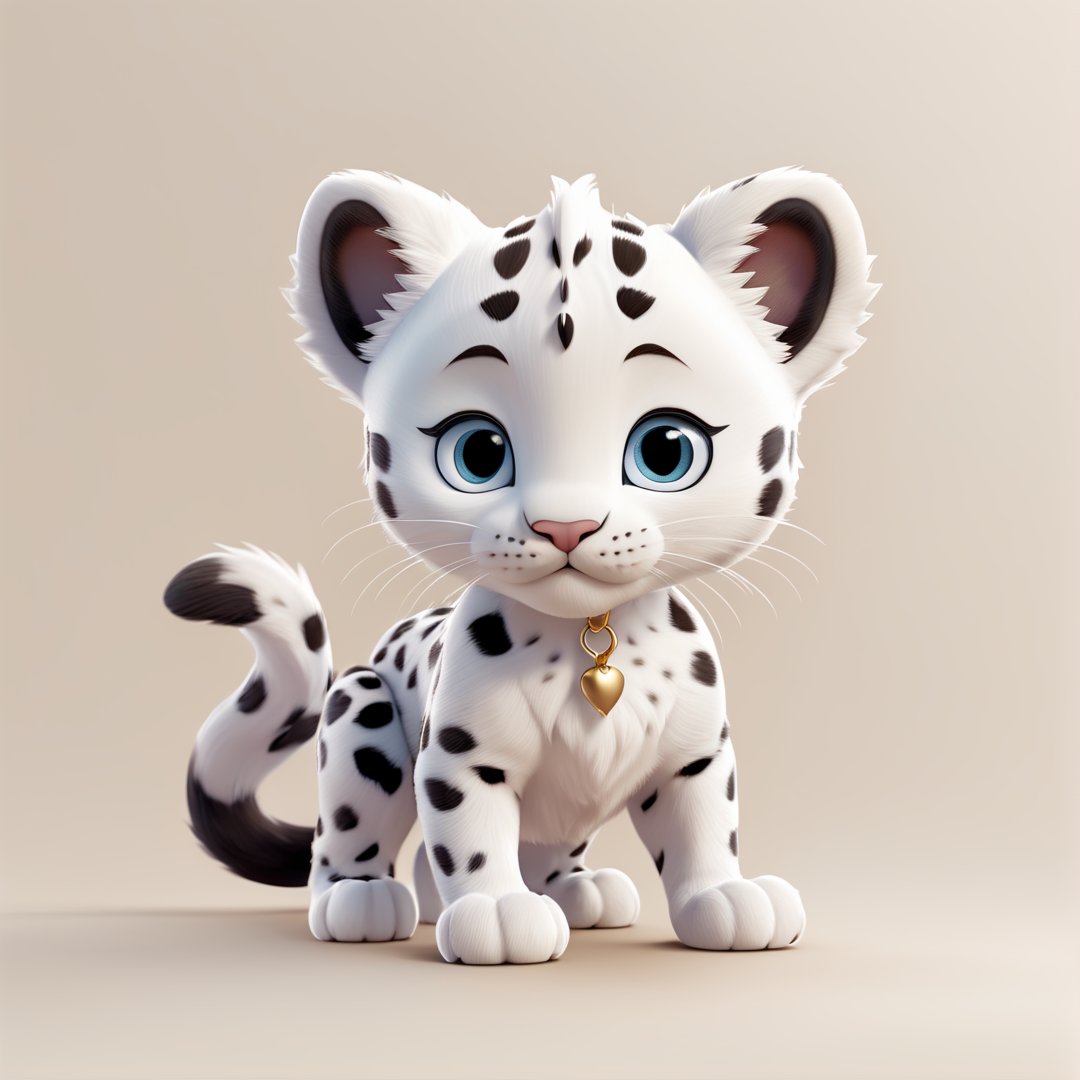 (full body) white baby panther, sharp eyes, extremely detailed, intricate details, muted color scheme, subtle gradients, photorealistic, 8k, 3d style,gabumon