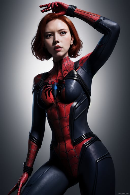 Black widow menggunakan pakaian Spiderman, (high resolution)