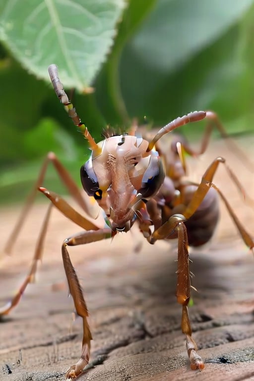 close up of a thisty ant drinking water