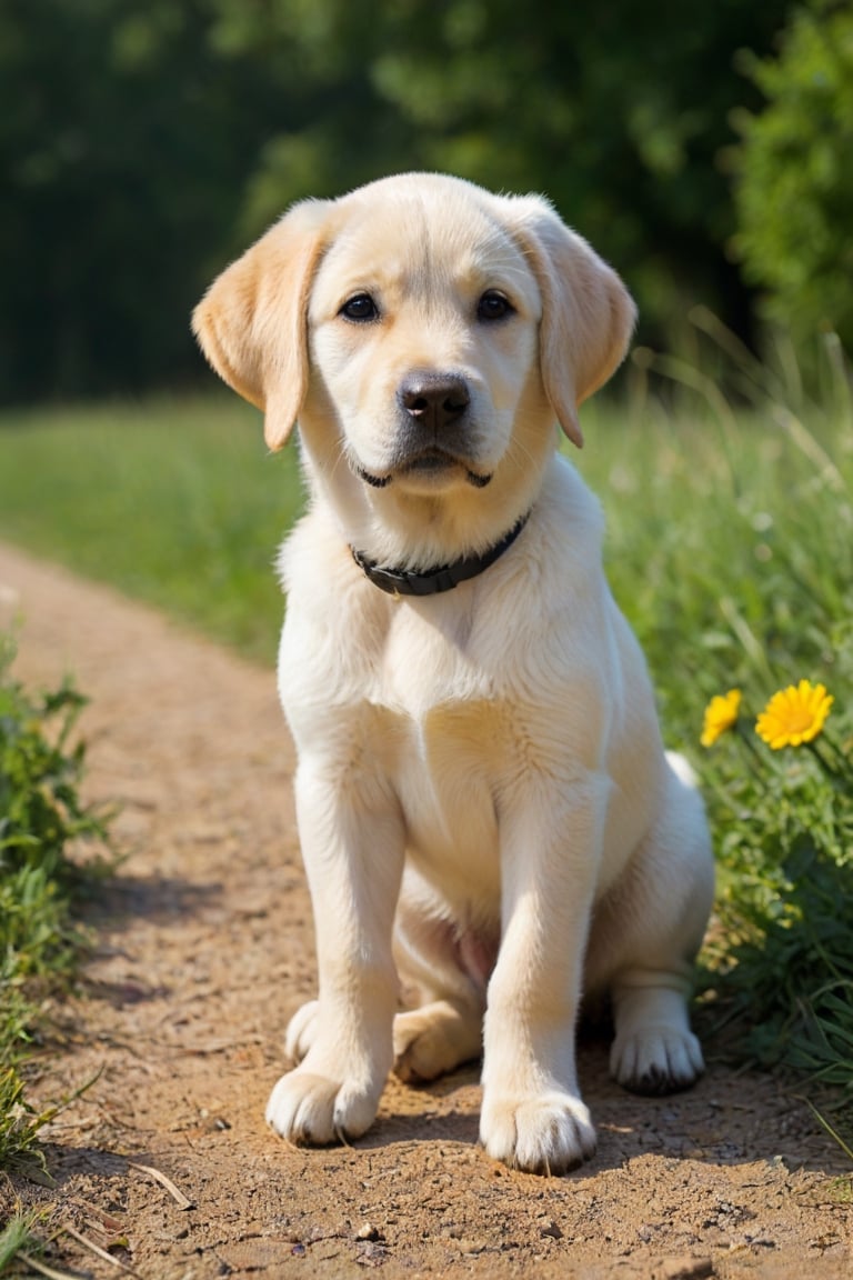 labrador retriever puppy on a beautiful summer day