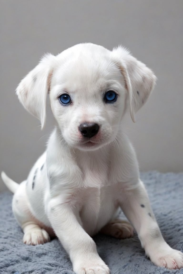 a white dalmatian puppywith blue eyes