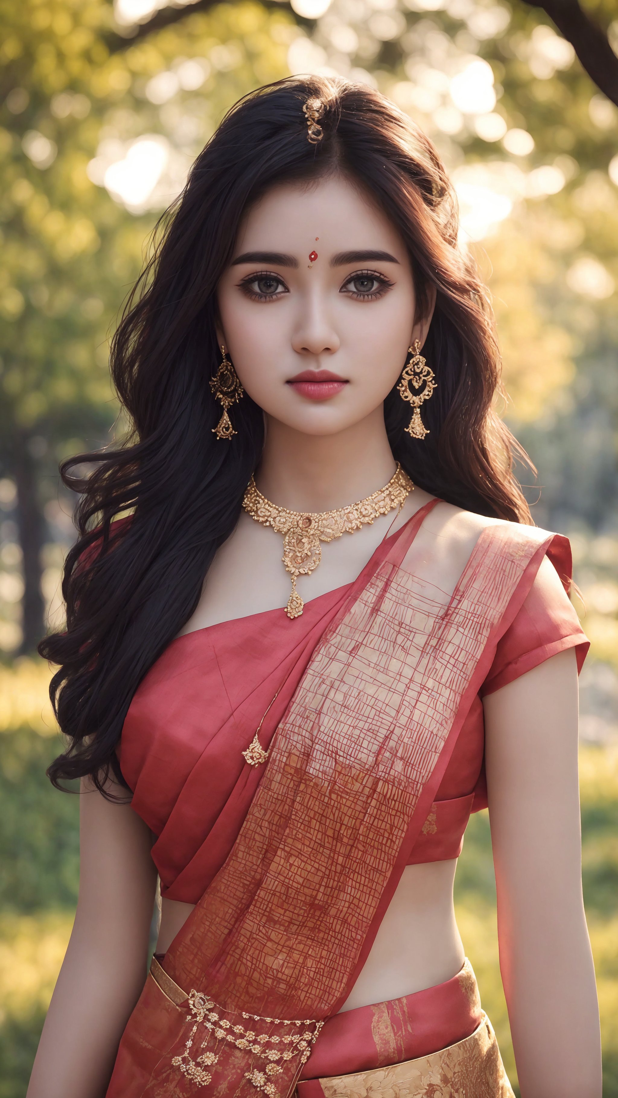 Tamil, Hindu, Best quality, masterpiece, ultra high res, (photorealistic:1.37), raw photo, 1girl, Girl, detailed eyes and face, perfect anatomy. perfect fingers. dynamic lighting, outdoors, walk in the park 

