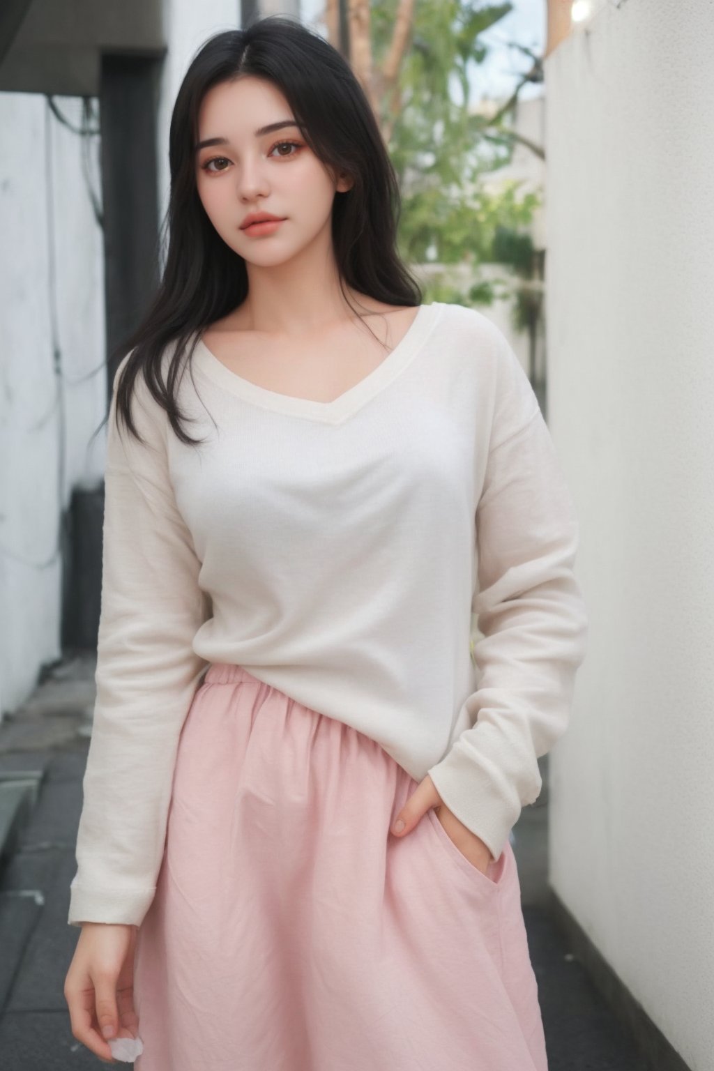 casual clothes, girl, cute, super realistic, beatiful, Karina Aespa