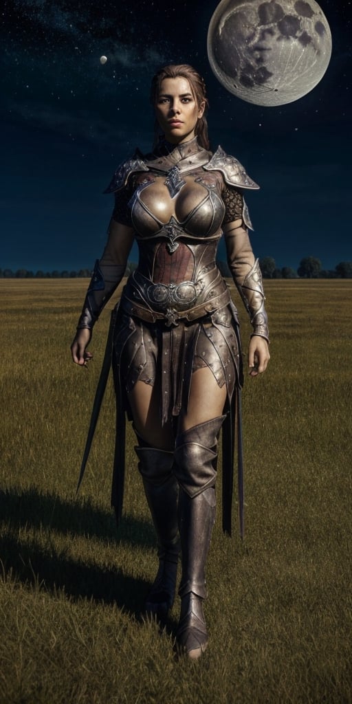 best quality,masterpiece,detailed,16k,beautiful detailed face,beautiful detailed eyes,8k,sole_female, (fullbody shot),

medieval style warrior woman in the night open plains, high-detailed, torn armor, medieval style, stars and moon in background, fireflys, floating leeves, medieval style

((hugebreasts)), (perfect large breasts:1),githyanki