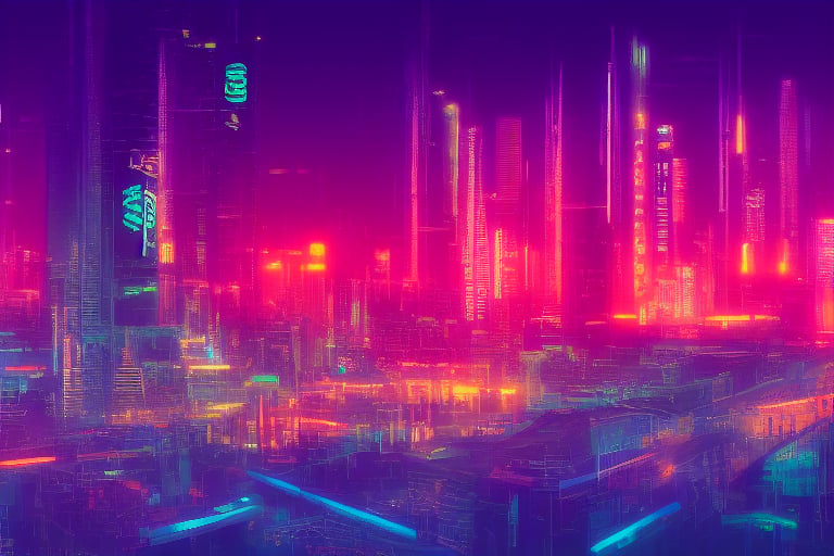 neon city, cyberpunk landscape