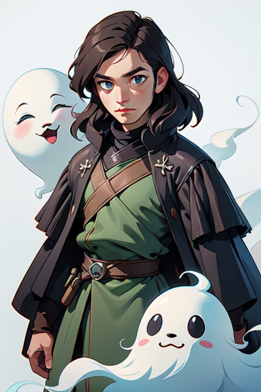 Jon Snow and ghost (masterpiece, best quality:1.1), ghibli style