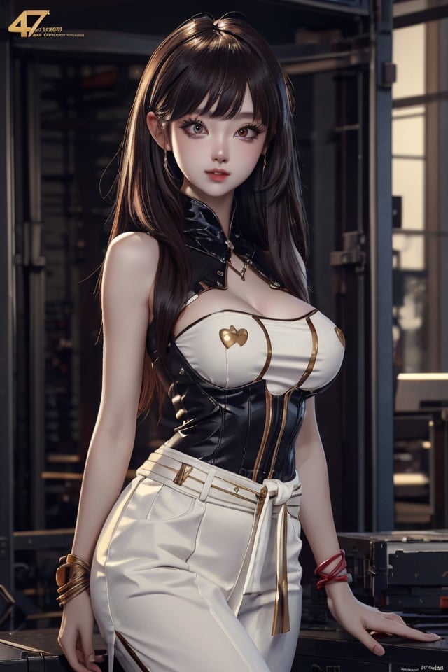 a cute and gorgeous girl, 17 year old, perfect body, long straight hairs, side bangs, full head-to-waist portrait,  
perfectly round big breasts, nipple, masterpiece, depth of field, ultra detailed, high quality concept art, incredibly smooth, trending on artstation, 4k HD, cute expression, 