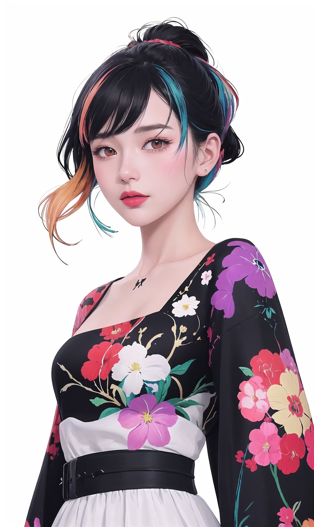 2D, CG illustration, Girlish Painting:1.4, Hyper-detailed:1.2, Colorful:1.3, (best quality,masterpiece,highly detailed), 1girl, stylish idol, unreal engin 5, octane render, 2D:1.25, limited palette flat color, digital painting, artstation, concept art, smooth, sharp focus, art by Bak Karol, oil painting, acrylic paint:1.2, (colorful:1.5), watercolor:1.1, ( by: nvinkpunk, kuvshinov:1.0), dream-like, samdoesart, ((white background)), (modelshoot style, by Koho Shoda, Mike Mignola, Joop Polder), Classicism Art