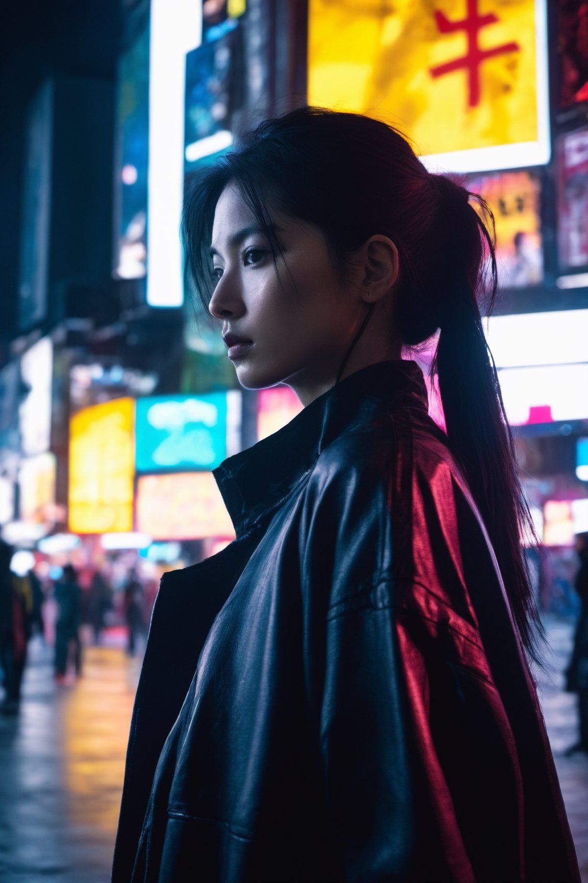 1girl,  vietnam:1.3,  teen girl, 1 female detailed face time square detailed background cyberpunk shadow dramatic lighting by Bill Sienkiewicz ( SimplepositiveXLv1:0.7)