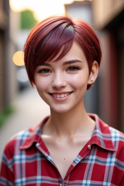  headshot, red checkered shirt, alleyway, short haircut, smile, soft colors, bokeh, masterpiece, high quality, (high detailed skin:1.1) k8nacon ,SD 1.5
,<lora:659095807385103906:1.0>