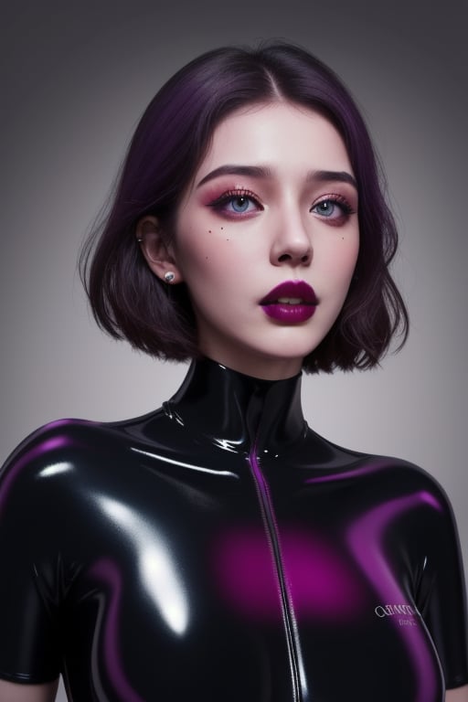 Latex_suit, ahegao_face, ,lora:GirlfriendMix2:1, ,Detailedface,kikigram_97, dark_lipstick, purple eyeshadow, 