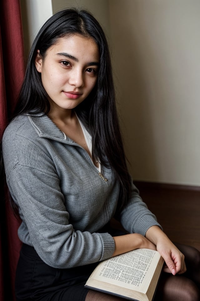 Ana: A literature student, with black hair and dark eyes. She is reserved and shy, but very intelligent and passionate about literature. She has problems relating to others and can be very critical of herself. The protagonist is one of the few with whom she feels comfortable talking about her love of literature.,ffc selfie