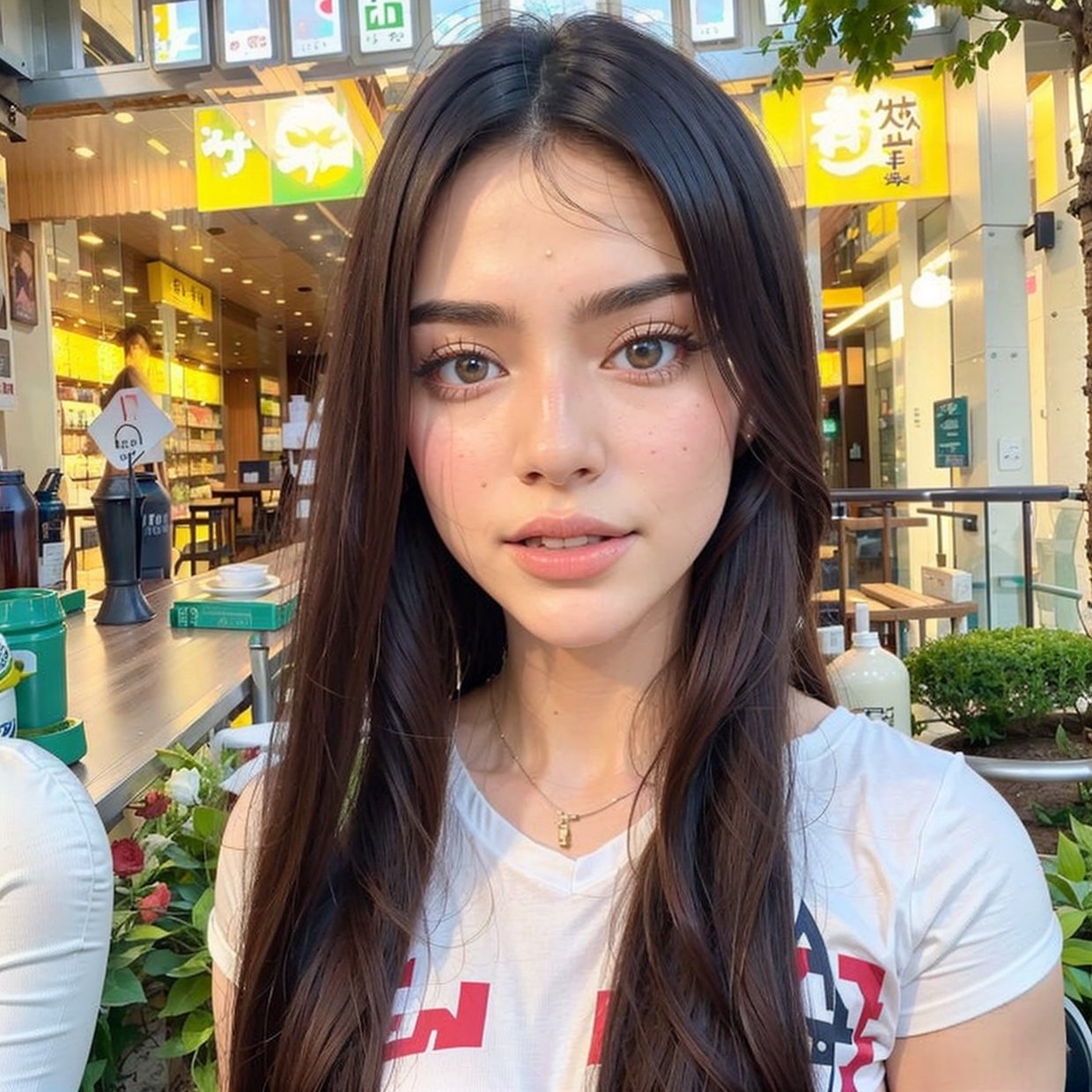 a close up of a woman with long hair wearing a white shirt, 1 8 yo, 18 years old, 19-year-old girl, xintong chen, korean girl, xision wu, heonhwa choe, 2 2 years old, 21 years old, ulzzang, wenfei ye, young cute wan asian face, lips