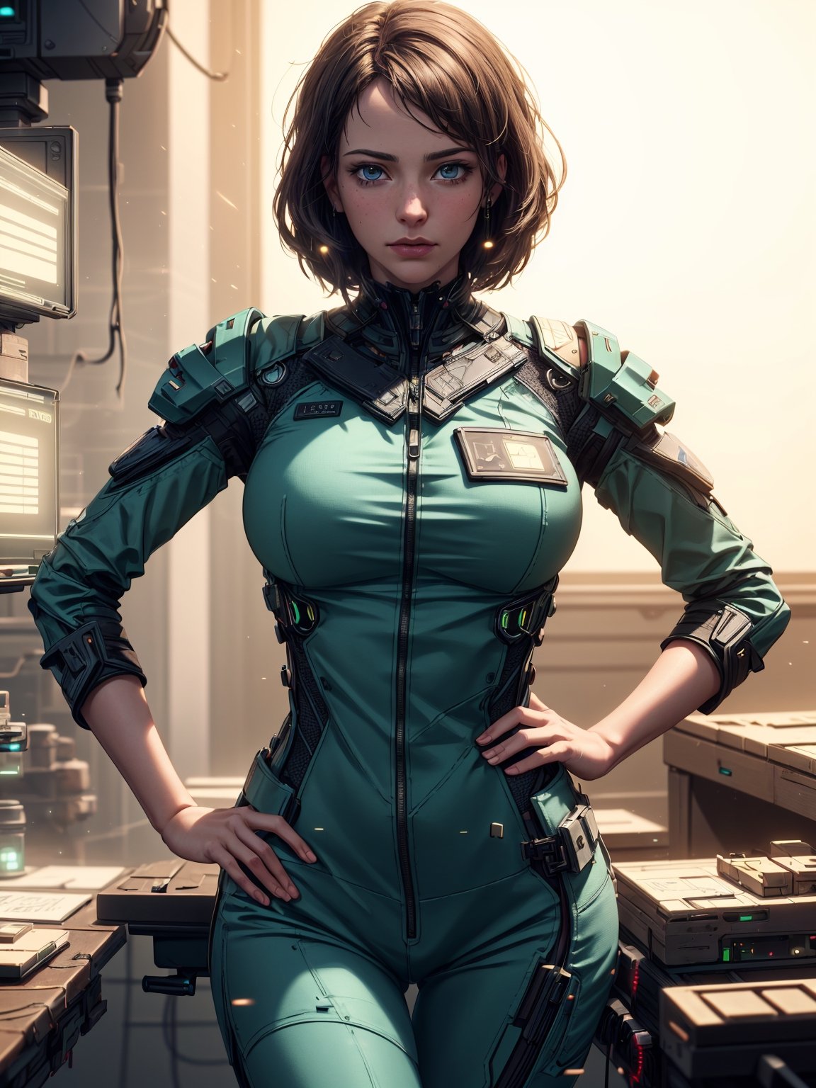 (4k), (masterpiece), (best quality),(extremely intricate), (realistic), (sharp focus), (cinematic lighting), (extremely detailed), 

A girl scientist working in a deus ex like office.

,hackedtech