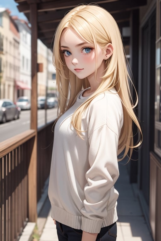 ute girl,blonde hair:1.3,long hair, 