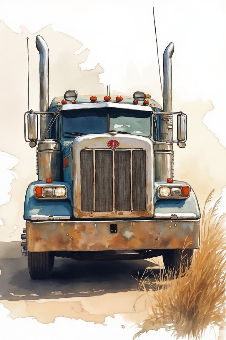 Amazing truck,Watercolor painting style 