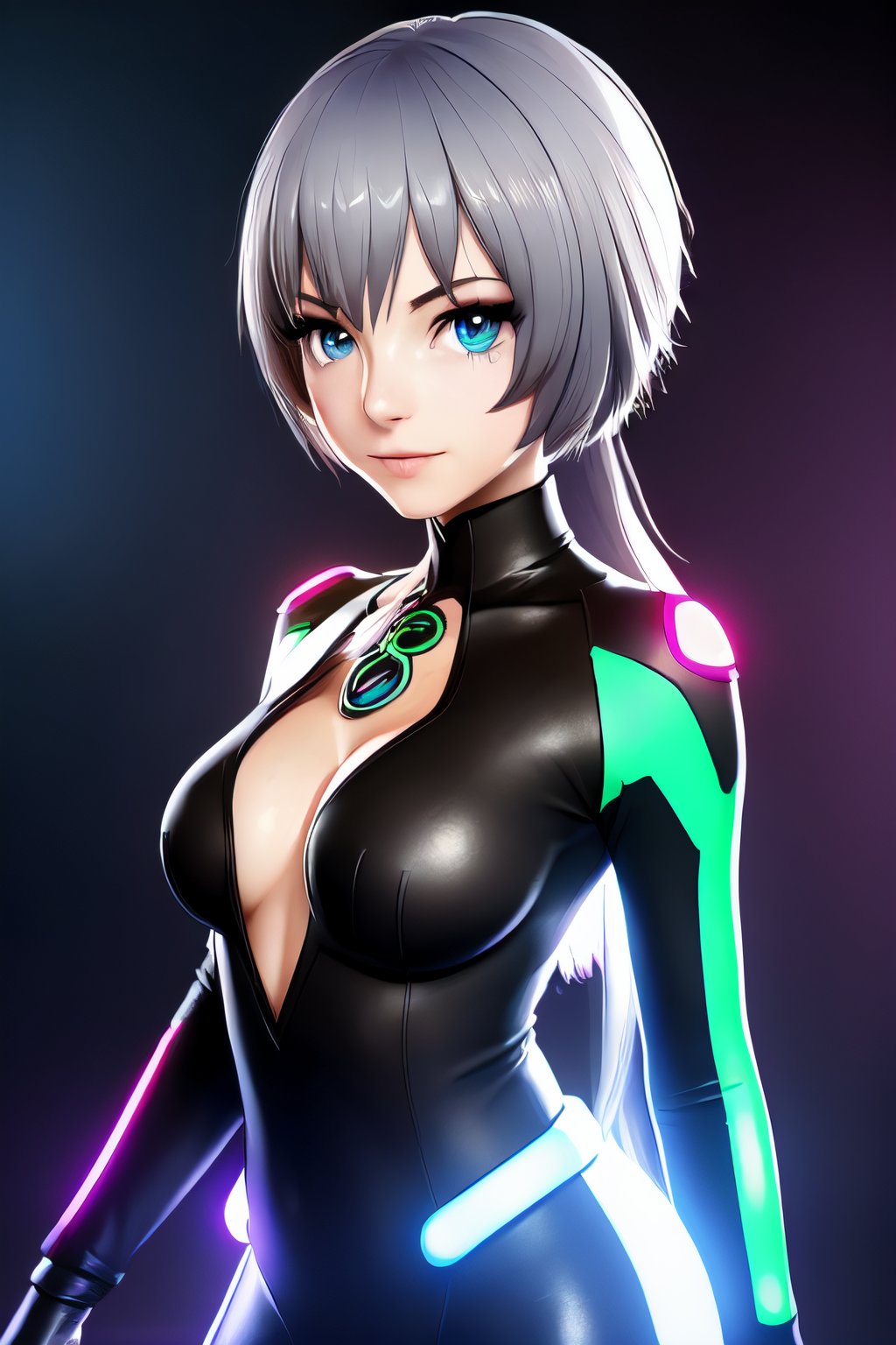 (masterpiece, best quality, official art1.3), (1girl:1.3), ((extreme detailed)), colorful, solo, (expressionless, emotionless), active pose, shaded face, crazy eyes, creative background, (abstract background), glowing eyes, (long eye lashes), blacklight, full body, neon
,Science Fiction,ph bronya