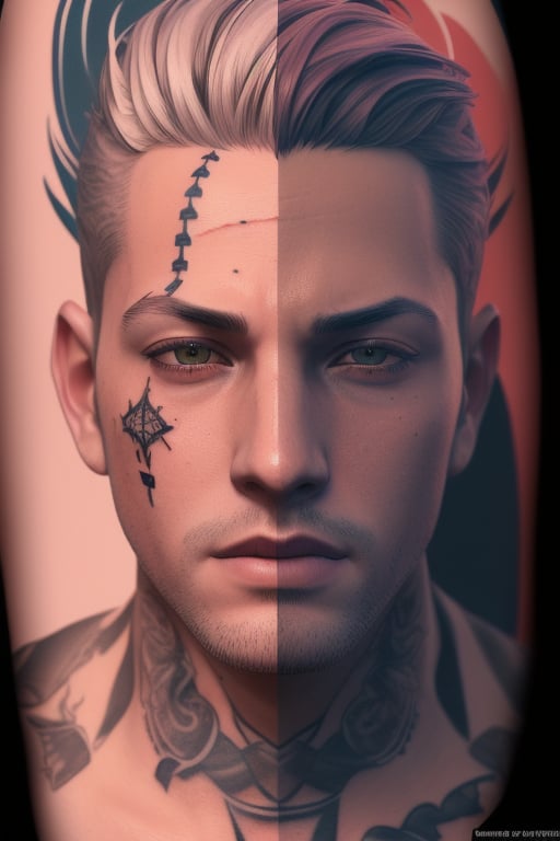 masterpiece, best quality, 1 boy, (colorful),(finaly detailed beautiful detailed face, gangster tatoo uraboros, looks like Image2Image, clothing), extremely detailed CG unity 8k wallpaper